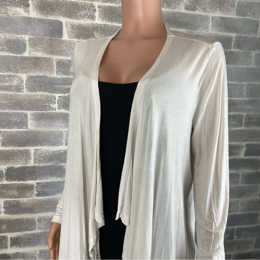 Loose Open Waterfall Lightweight Cardigan with Shear Bottom Trim Size Medium